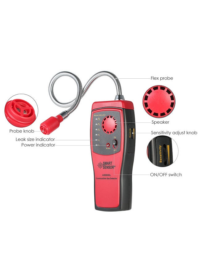 SMART SENSOR Brand New Handheld Portable Automotive Mini Combustible Gas Detector Gas Leakage Location Determine Tester with Sound and Light Alarm  - Image 4