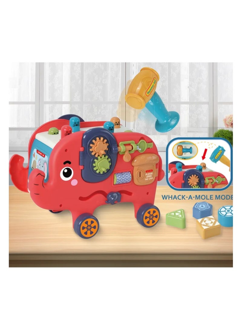 Multifunctional Puzzle Elephant Car, Hammer Toy for Infants and Toddlers, Montessori Toys for Babies over 18 Months, Gifts for Children - Image 1