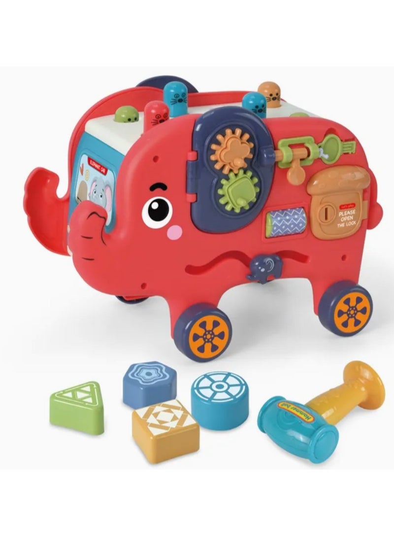 Multifunctional Puzzle Elephant Car, Hammer Toy for Infants and Toddlers, Montessori Toys for Babies over 18 Months, Gifts for Children - Image 2