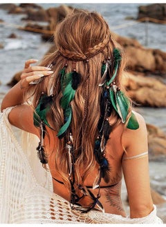 Boho Feather Headband Gypsy Headpiece Headdress Bohemian Hippie Headbands Indian Festival Hair Band Adjust Long Feather Hair Accessories For Women And Girls (Black+Green) - pzsku/Z3339013DCE2E4C34FDF2Z/45/_/1734182865/3f7671bc-b1af-4988-9bb4-4c2020262a29