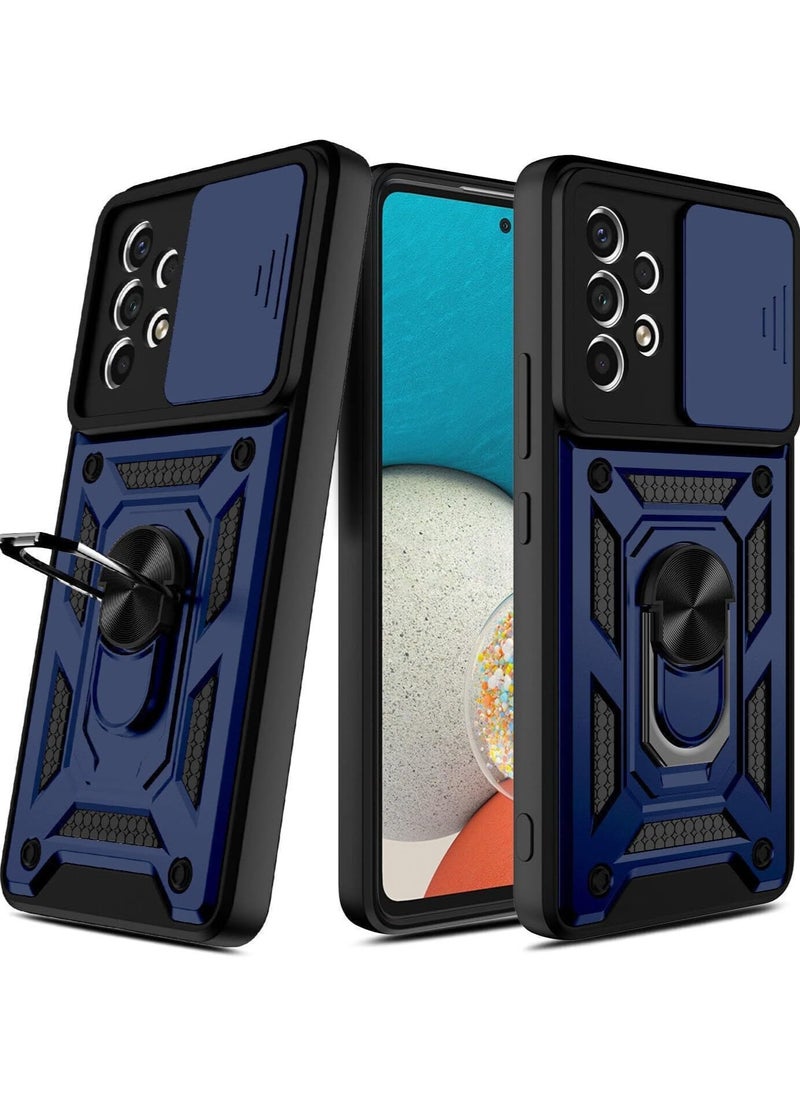 Generic - Case Cover Shockproof Windows Protective Case with Camera Protection and Metal Ring Compatible with Samsung Galaxy A52 / A52s (Blue) - Image 1