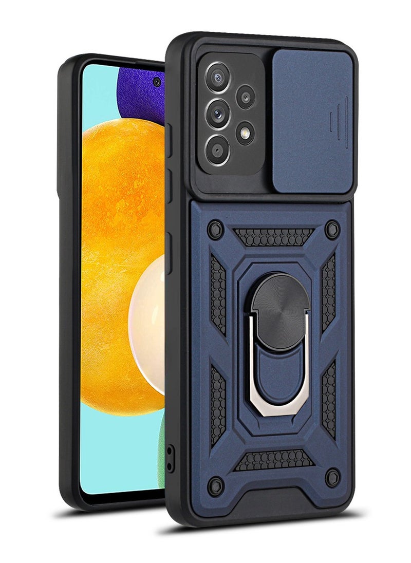 Generic - Case Cover Shockproof Windows Protective Case with Camera Protection and Metal Ring Compatible with Samsung Galaxy A52 / A52s (Blue) - Image 1