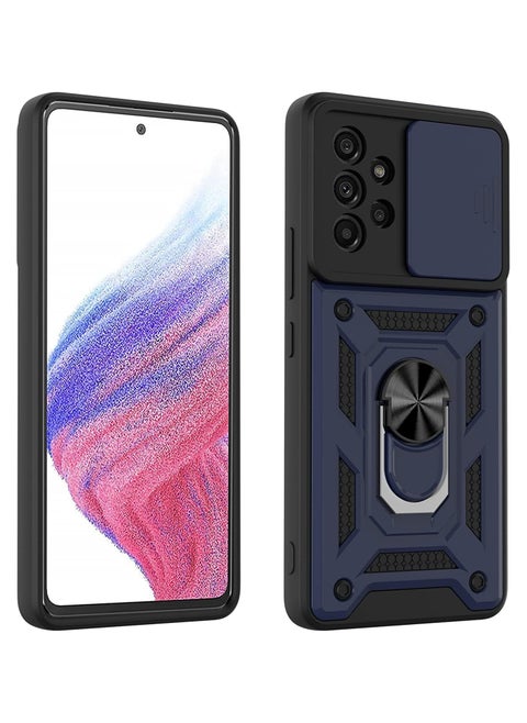 Case Cover Shockproof Windows Protective Case with Camera Protection and Metal Ring Compatible with Samsung Galaxy A52 / A52s (Blue)