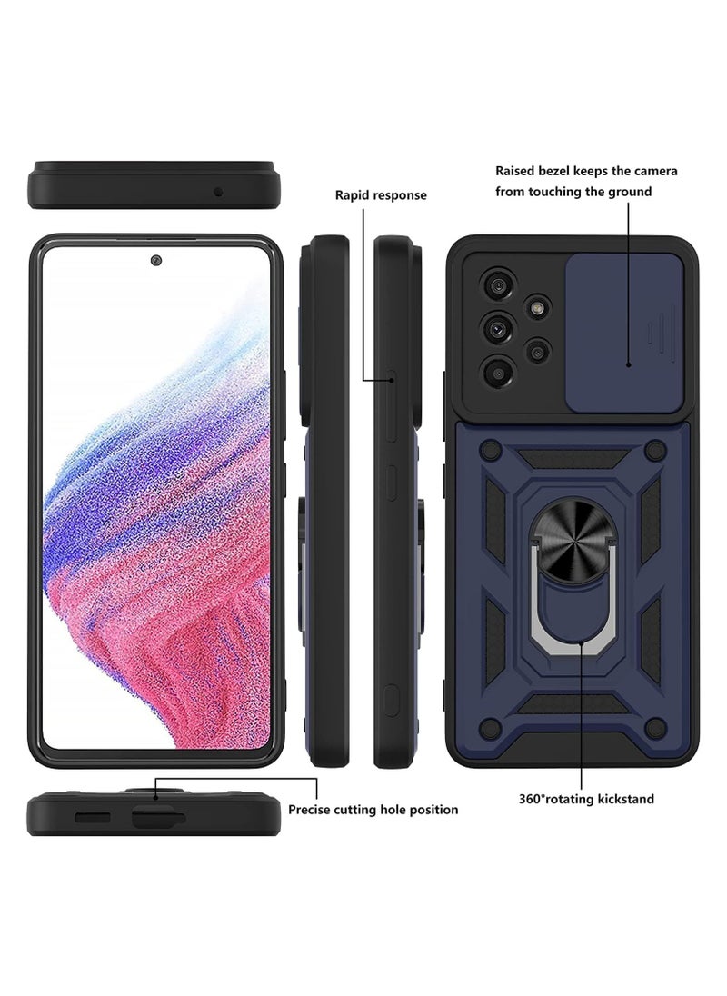 Generic - Case Cover Shockproof Windows Protective Case with Camera Protection and Metal Ring Compatible with Samsung Galaxy A52 / A52s (Blue) - Image 1