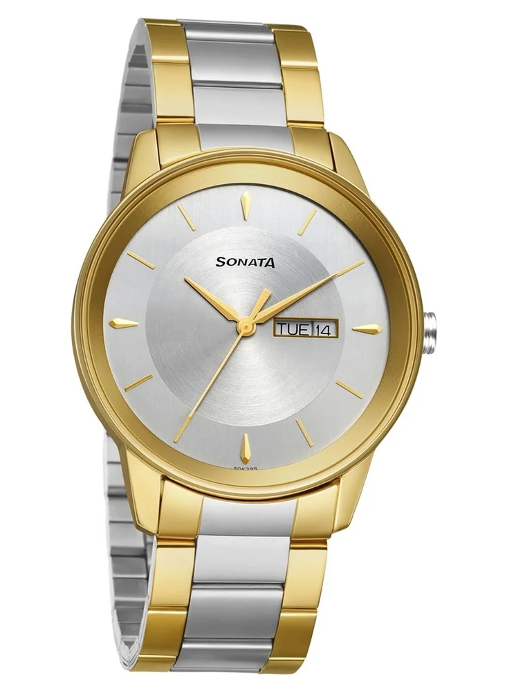 Round Shape Stainless Steel Analog Wrist Watch 7133BM03 - 40 mm - Two Toned