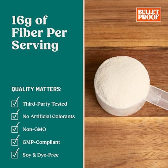 Bulletproof Innerfuel Prebiotic Fiber Powder, Unflavored, 16g Fiber, Plant-Sourced, Non-GMO & Third-Party Tested, Supports Gut & Digestive Health, 0g Sugar, 13.4 oz - Image 4