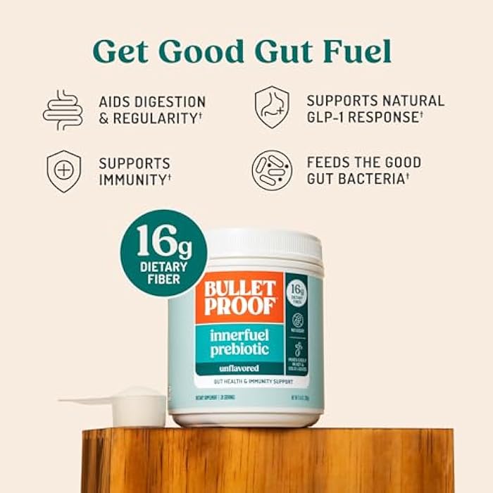 Bulletproof Innerfuel Prebiotic Fiber Powder, Unflavored, 16g Fiber, Plant-Sourced, Non-GMO & Third-Party Tested, Supports Gut & Digestive Health, 0g Sugar, 13.4 oz - Image 3