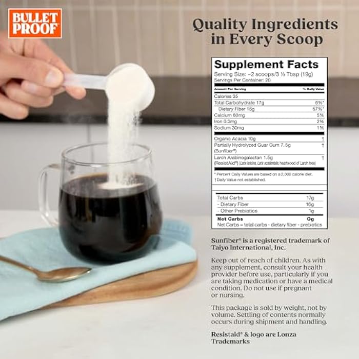 Bulletproof Innerfuel Prebiotic Fiber Powder, Unflavored, 16g Fiber, Plant-Sourced, Non-GMO & Third-Party Tested, Supports Gut & Digestive Health, 0g Sugar, 13.4 oz - Image 2