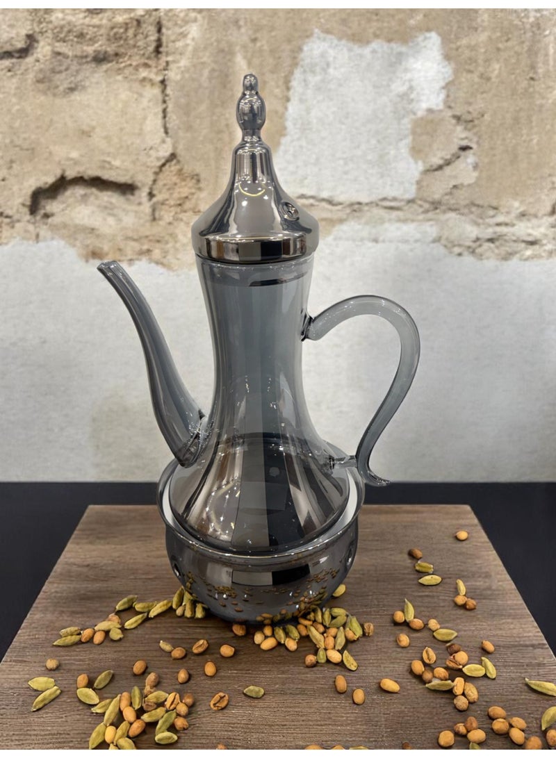Arabic Coffee Glass Dallah - Elegance of Tradition and Warmth of Modernity - Capacity 700 ML - Heat Resistant Up to 150°C - Built-in base for candles to maintain drink warm  - Image 2