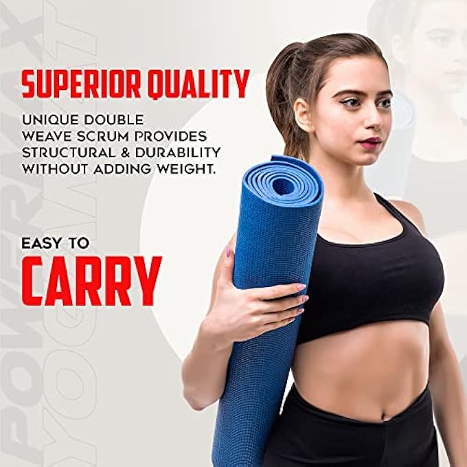 PowerMax Ye4-1.2-Bl 4Mm Thick Premium Exercise Blue Color Yoga Mat,Eco-Friendly Non-Slip Yoga Mat For Gym And Any General Fitness(Made In India) - Image 5