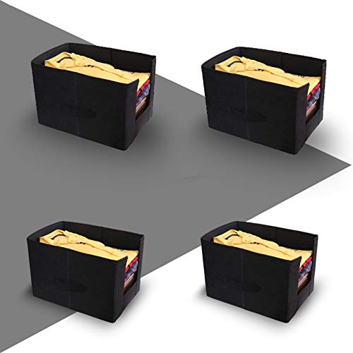 MBW Non Woven Wardrobe Organizer Black Pack of 4 - Image 1