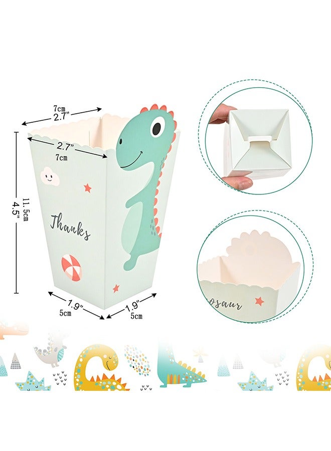 12Pcs Dinosaur Party Favor Boxes Dino Popcorn Treat Box Boys Lovely Popcorn Dino Party Paper Box Party Decoration for Kids Girl Dino Birthday Baby Shower Party Supplies - Image 3