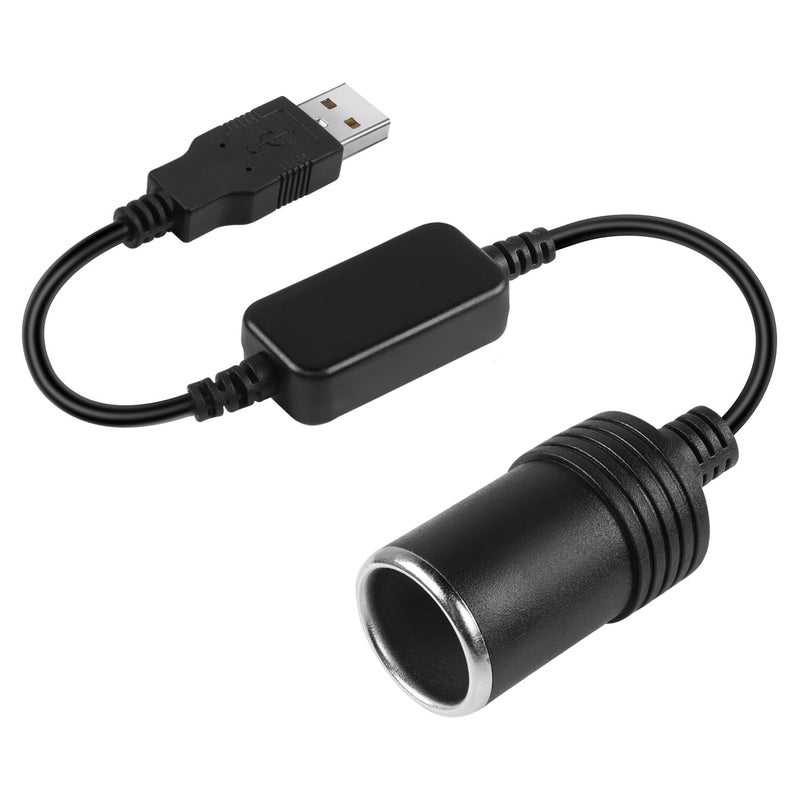 محول كابل الطاقة HATMINI USB A إلى ولاعة سجائر 1 قدم 5 فولت USB A ذكر إلى 12 فولت ولاعة سجائر أنثى لمحول كابل مسجل قيادة السيارة GPS والكلاب وغيرها من الإلكترونيات السيارات
