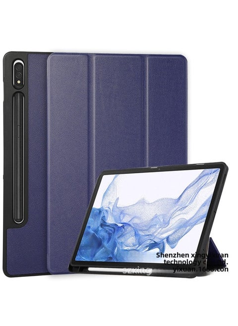 For Samsung Tab S9 S7 S8 Plus FE 12.4 Inch/S9 Ultra Soft Case Pen Slot Case-Color:Dark Blue-Applicable Model:Tab S8 Plus X800 X806/S7 Plus/S7 Lite/S7 FE
