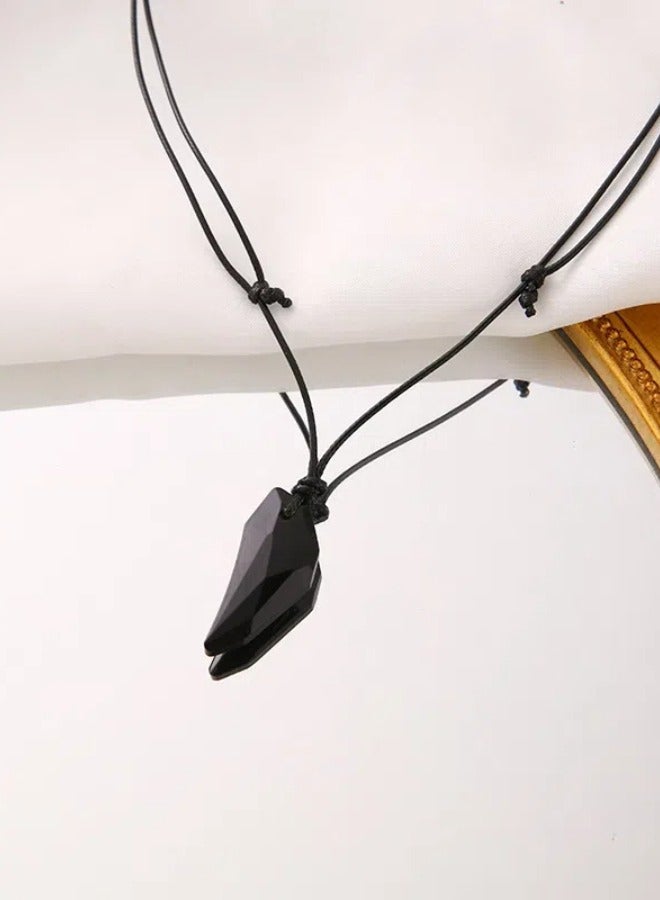 Goolsky Men Necklace Crystal Wolf Teeth Pendant Long Simple Cool Adjustable Jewelry Gift - Image 2