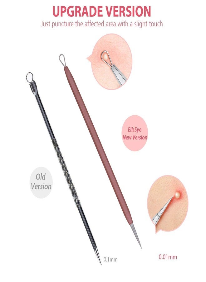 JPNK Blackhead Remover Tool Comedones Extractor Acne Removal Kit for Blemish, Whitehead Popping, 6 Pcs Zit Removing for Nose Face Tools with a Leather Bag (Pink) - Image 3