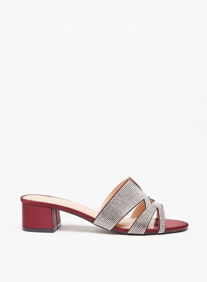 سيليست Women'S Embellished Slip-On Sandals With Block Heels