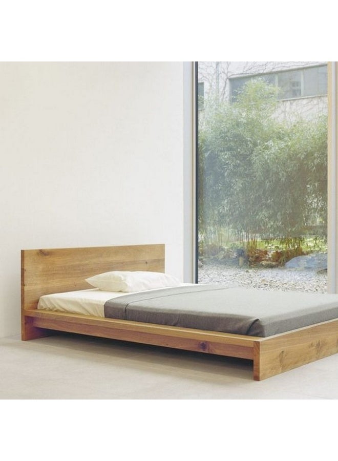هومزمارت سرير سوبر كينج خشب سويدي سولد 200×200×120 سم - بيج - Image 1