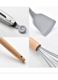 Silicone 12 Pieces In 1 Set Silicone Kitchen Accessories Cooking Tools Kitchenware Utensils With Wooden Handles  - Image 5