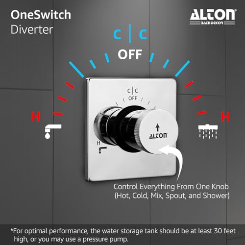 ALTON QDRL5975, Brass, OneSwitch – India’s 1st Single-Knob Bathroom Diverter With Bath Tub Spout & 5-Function Overhead Shower| Bathroom Shower System | 7-Years Warranty - Image 2