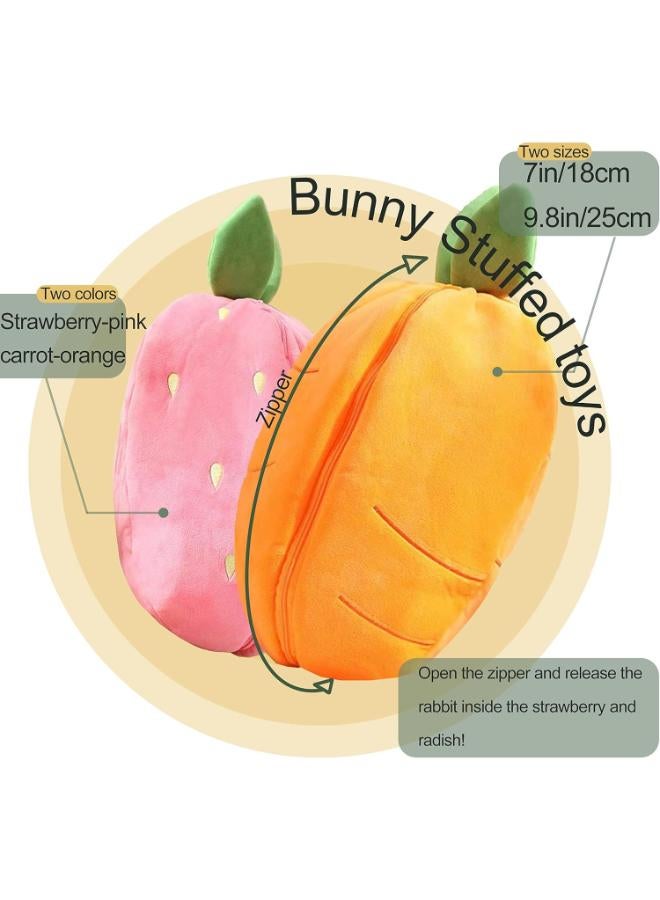Zain YGSDM Easter Bunny Stuffed Animal, Reversible Bunny Carrot Strawberry Pillow, Cute Squishy Rabbit Sofa Pillow Decoration Doll, Soft Plush Toy for Boys Girls (Carrot, 9.8in/25cm) - Image 2