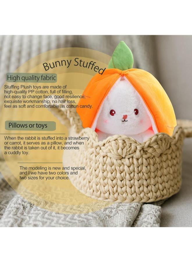 Zain YGSDM Easter Bunny Stuffed Animal, Reversible Bunny Carrot Strawberry Pillow, Cute Squishy Rabbit Sofa Pillow Decoration Doll, Soft Plush Toy for Boys Girls (Carrot, 9.8in/25cm) - Image 3