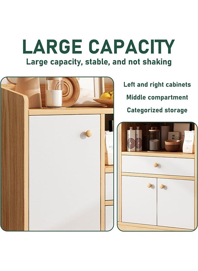 JCB CHIC خزانة بوفيه جانبية للمطبخ مقاس 110×30×80 سم، خزانة تخزين بيضاء مزودة بأدراج وأبواب، خزانة بار للقهوة للمطبخ وغرفة الطعام وغرفة المعيشة - Image 4