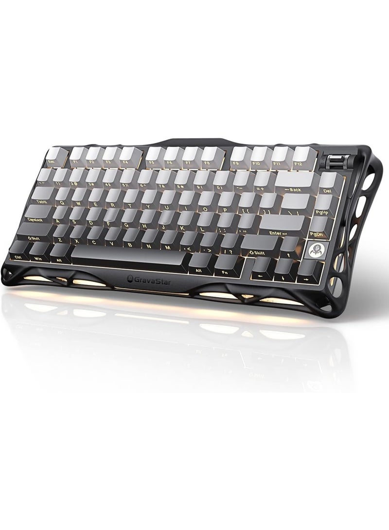 جرافا ستار Mercury K1 75% Wireless Mechanical Gaming Keyboard – Hot-Swappable Kailh Pink Linear Switches, Tri-Mode Connectivity, 8000mAh Battery, RGB Backlit, Aluminum Alloy Frame, PBT Keycaps, Programmable Knob | Gradient Black - Image 1