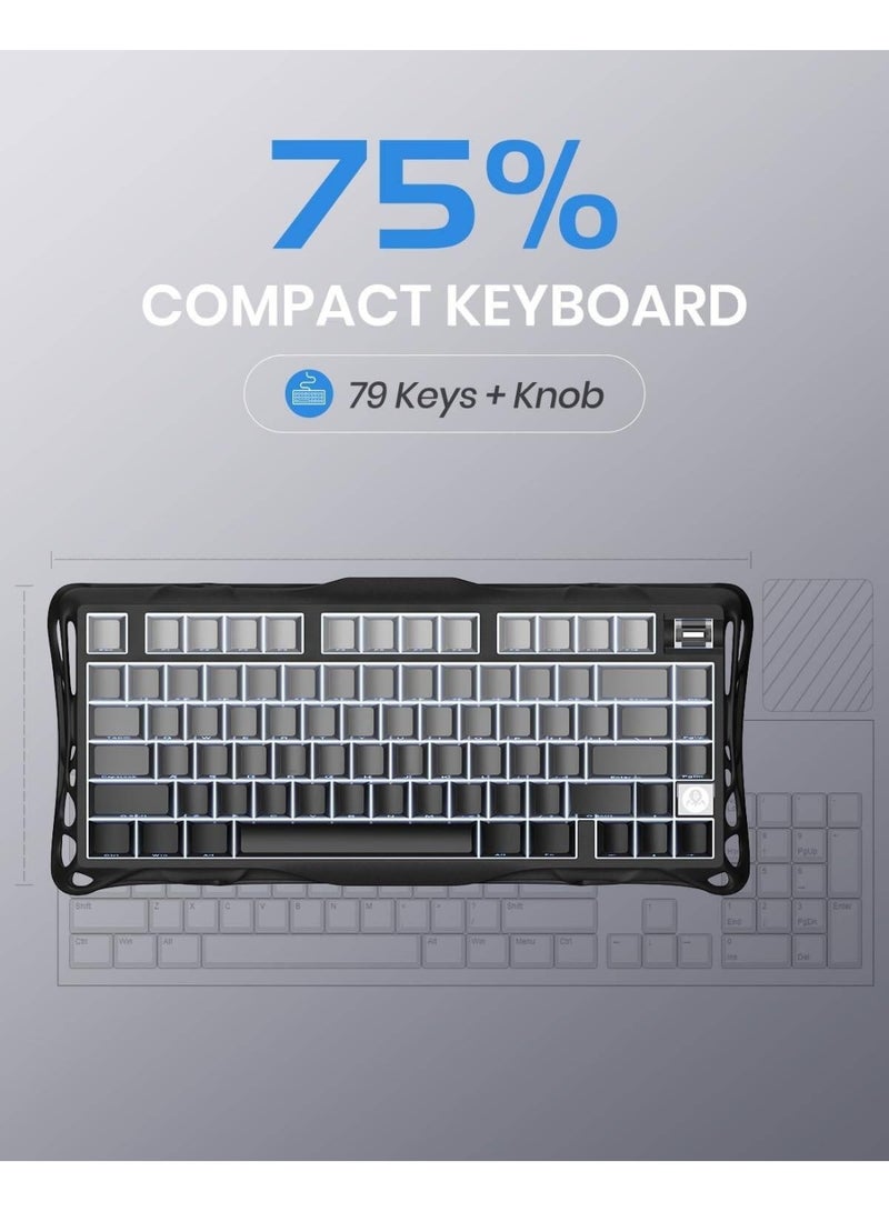 جرافا ستار Mercury K1 75% Wireless Mechanical Gaming Keyboard – Hot-Swappable Kailh Pink Linear Switches, Tri-Mode Connectivity, 8000mAh Battery, RGB Backlit, Aluminum Alloy Frame, PBT Keycaps, Programmable Knob | Gradient Black - Image 2