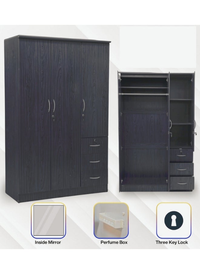SULSHA 3 Door Wooden Wardrobe Cabinet Cupboard Engineered Wood Perfect Modern Stylish Heavy Duty  - Image 3
