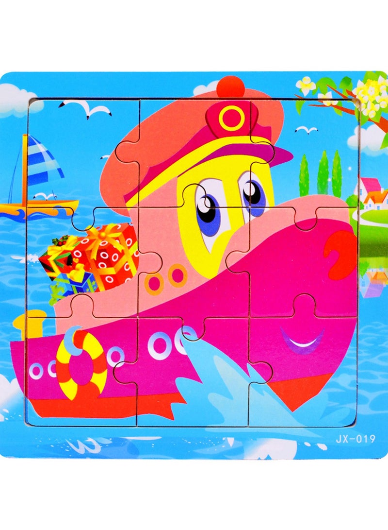 Children's Educational Wooden Cartoon Ship Series Jigsaw Puzzles Suitable Boys and Girls Gift Bag Pack - Image 1