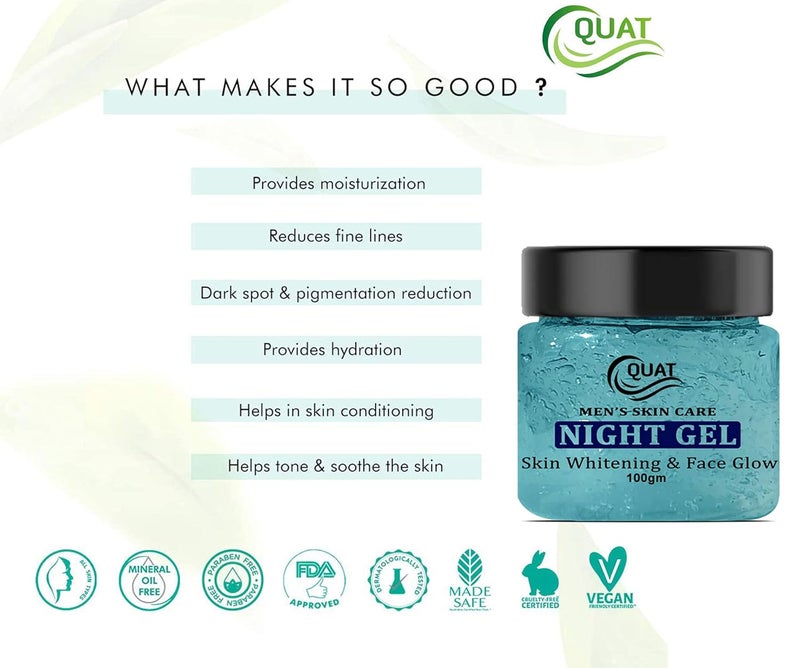 Quat Skin Care Night Gel Skin Whitening Face Gel for Glowing SkinOily SkinWomenMen 100gm - Image 4
