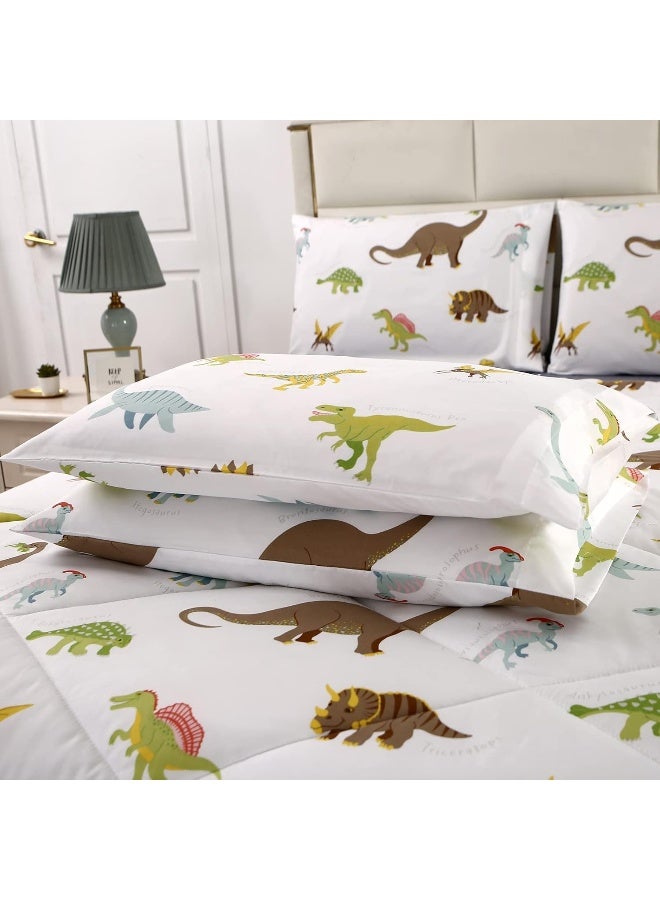 MAG 3Pcs Dinosaur Bedding Comforter Set, Dinosaur White Base Twin Comforter Set,All Season for Toddlers Kids Boys Teens and Girls,Super Soft Microfiber,Twin Size (1 Comforter + 2 Pillowcases) - Image 4