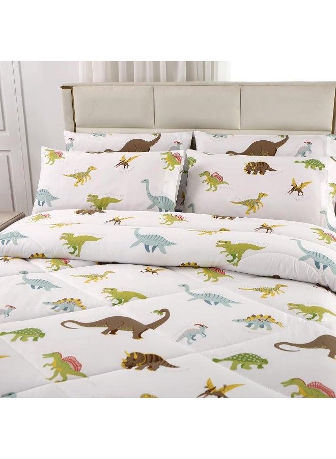MAG 3Pcs Dinosaur Bedding Comforter Set, Dinosaur White Base Twin Comforter Set,All Season for Toddlers Kids Boys Teens and Girls,Super Soft Microfiber,Twin Size (1 Comforter + 2 Pillowcases) - Image 5