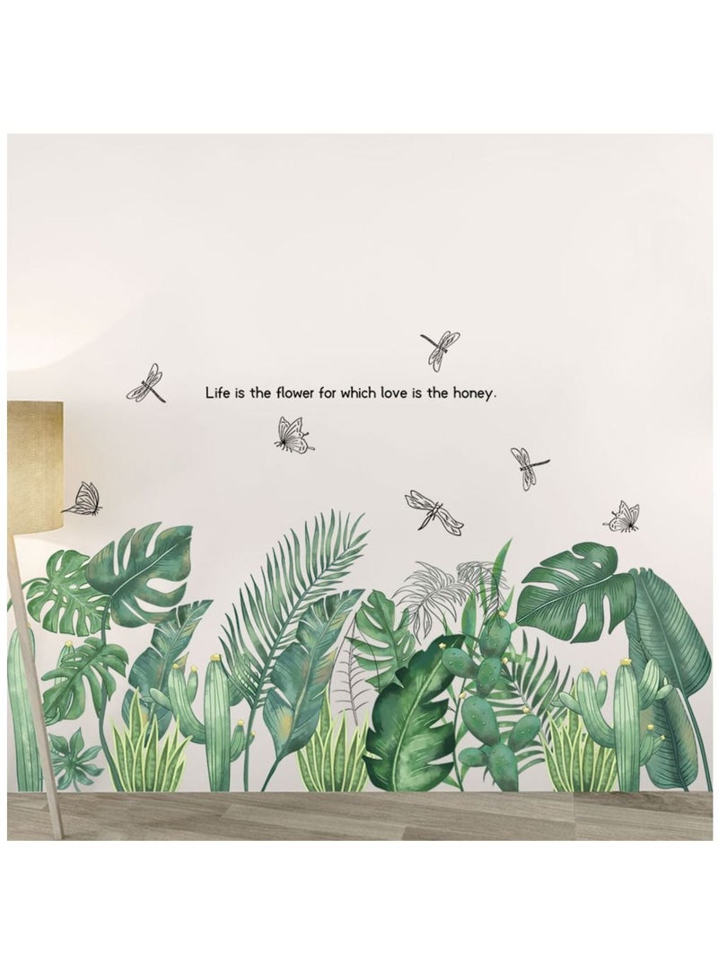 Bluejw Tropical Art Fresh Leaf Self-Adhesive Removable Wall Stickers Perfect For Bedroom Corner Skirting In Living Room - Image 1