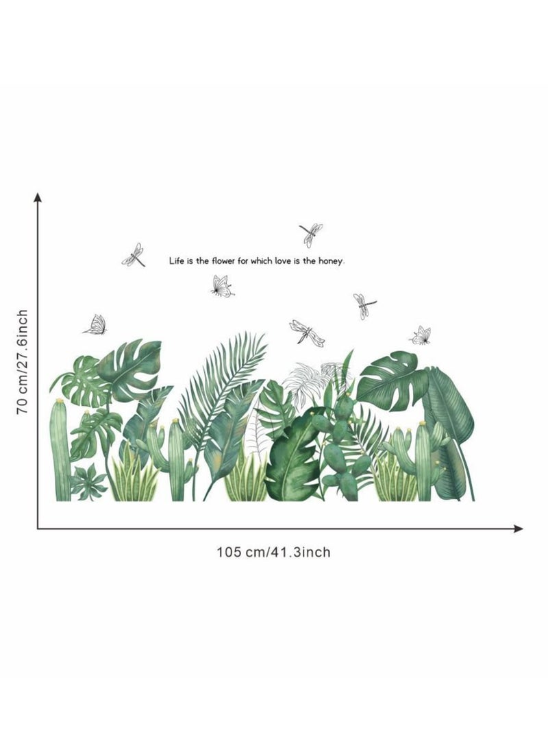 Bluejw Tropical Art Fresh Leaf Self-Adhesive Removable Wall Stickers Perfect For Bedroom Corner Skirting In Living Room - Image 2