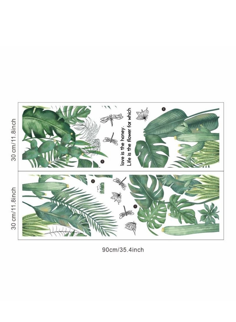Bluejw Tropical Art Fresh Leaf Self-Adhesive Removable Wall Stickers Perfect For Bedroom Corner Skirting In Living Room - Image 3
