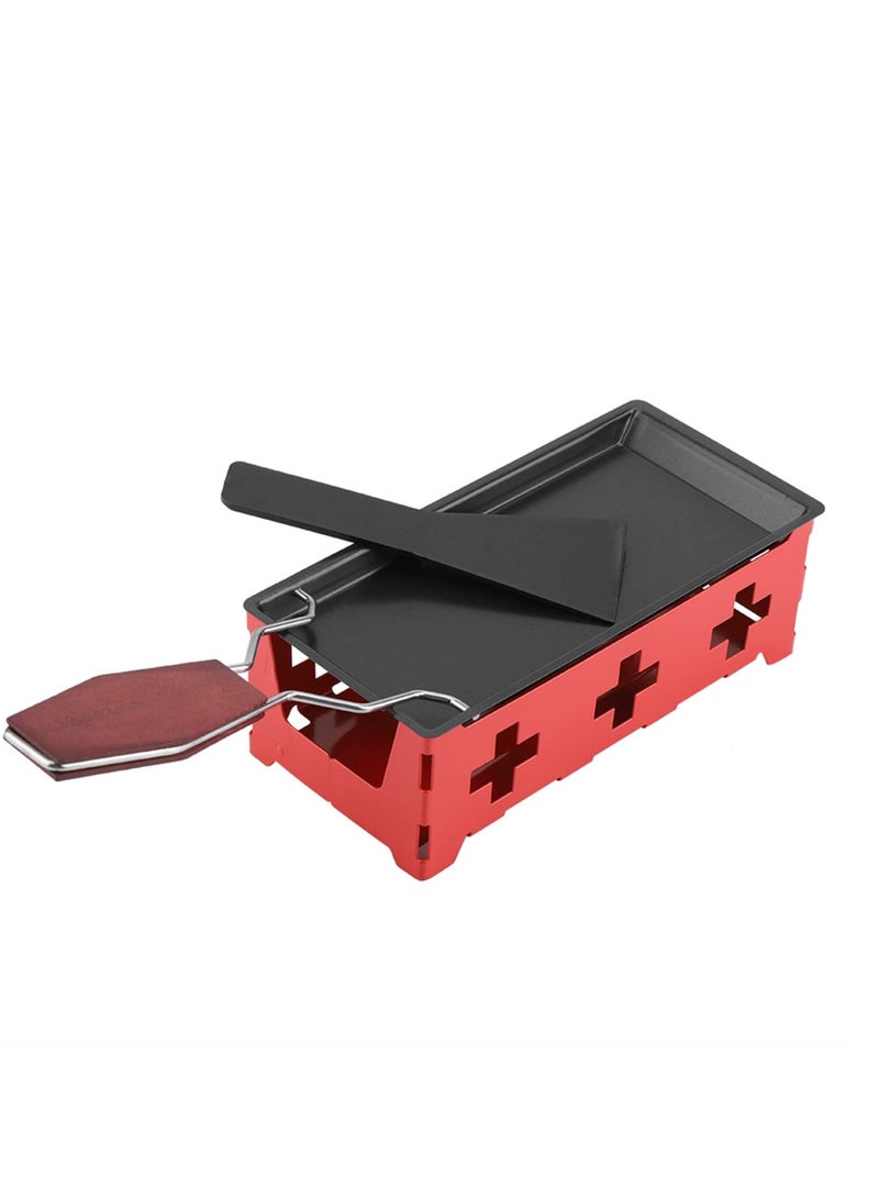 Cheese Raclette Rotaster, Portable Non-Stick Baking Tray Stove Set, for Wooden Handle Home Kitchen Grilling Tool Stove Set With Spatula - Image 3