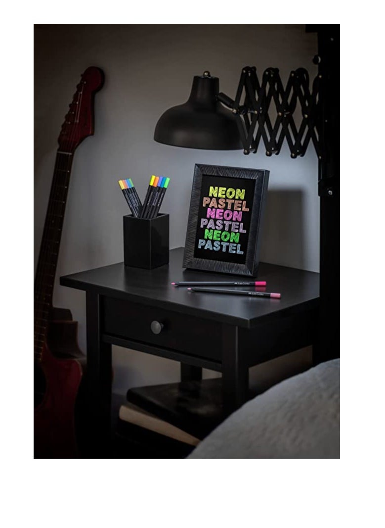FABER-CASTELL - Faber-Castell Black Edition Colour Pencils 12 colours Neon + Pastel,Supersoft lead for great effects - Image 1