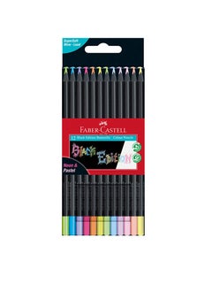 Faber-Castell Black Edition Colour Pencils 12 colours Neon + Pastel,Supersoft lead for great effects