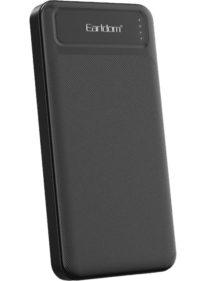 Earldom Power Bank ET-PB56 10000mAh , Portable Power Bank with Dual Input (Type-C & Micro USB), Dual USB-A Output 2.1A, Smart LED Indicator, Safe Polymer Battery, and Multi-Protection System – Black - Image 1