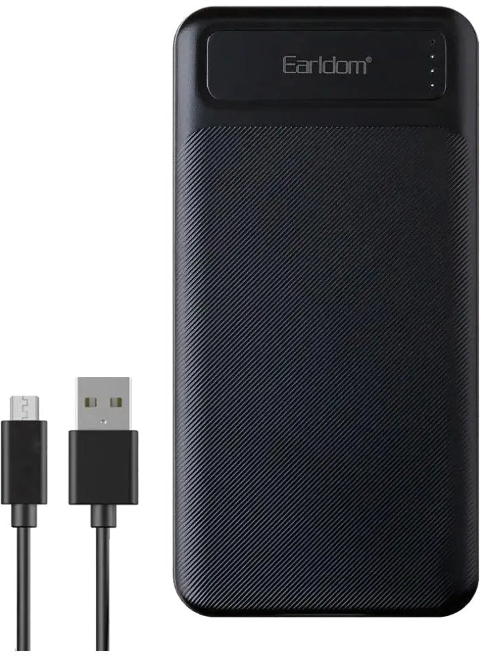 Earldom Power Bank ET-PB56 10000mAh , Portable Power Bank with Dual Input (Type-C & Micro USB), Dual USB-A Output 2.1A, Smart LED Indicator, Safe Polymer Battery, and Multi-Protection System – Black - Image 2