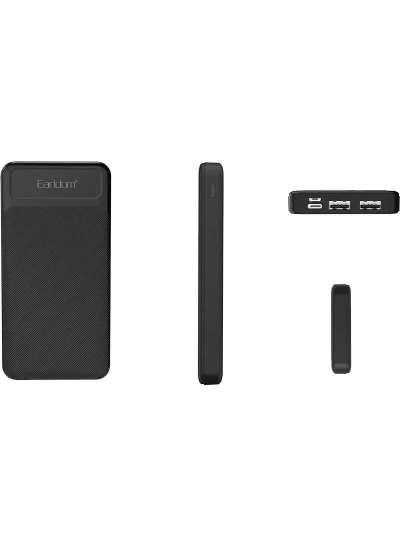 Earldom Power Bank ET-PB56 10000mAh , Portable Power Bank with Dual Input (Type-C & Micro USB), Dual USB-A Output 2.1A, Smart LED Indicator, Safe Polymer Battery, and Multi-Protection System – Black - Image 5