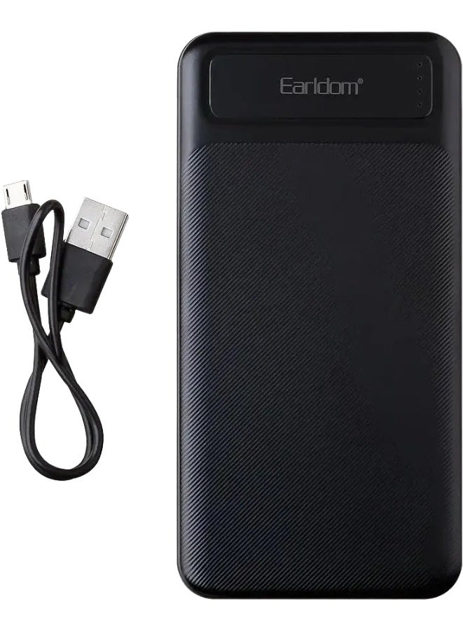 Earldom Power Bank ET-PB56 10000mAh , Portable Power Bank with Dual Input (Type-C & Micro USB), Dual USB-A Output 2.1A, Smart LED Indicator, Safe Polymer Battery, and Multi-Protection System – Black - Image 3