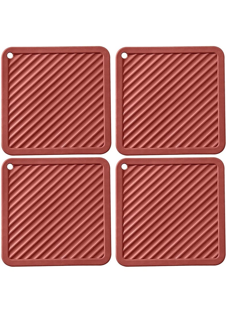 Trifecta Trifecta Square Silicone Coasters Set of 4 Coasters for Drinks Modern Funny Colorful Cup Coasters for Coffee Table Outdoor NonSlip Heat Resistant Kitchen Pot Trivets Mats red 4 