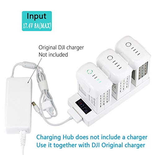 Hanatora Battery Charging Hub for DJI Phantom 4/4 Advanced/4 Pro V2.0/4 Pro Plus Obsidian, 3 in 1 Multiple Charger with Charge Indicator LCD Display - Image 4