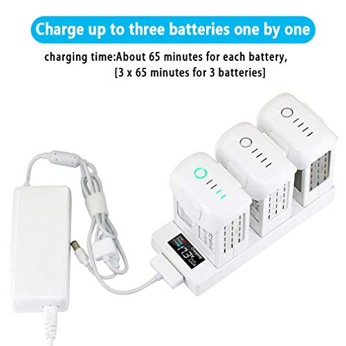 Hanatora Battery Charging Hub for DJI Phantom 4/4 Advanced/4 Pro V2.0/4 Pro Plus Obsidian, 3 in 1 Multiple Charger with Charge Indicator LCD Display - Image 2
