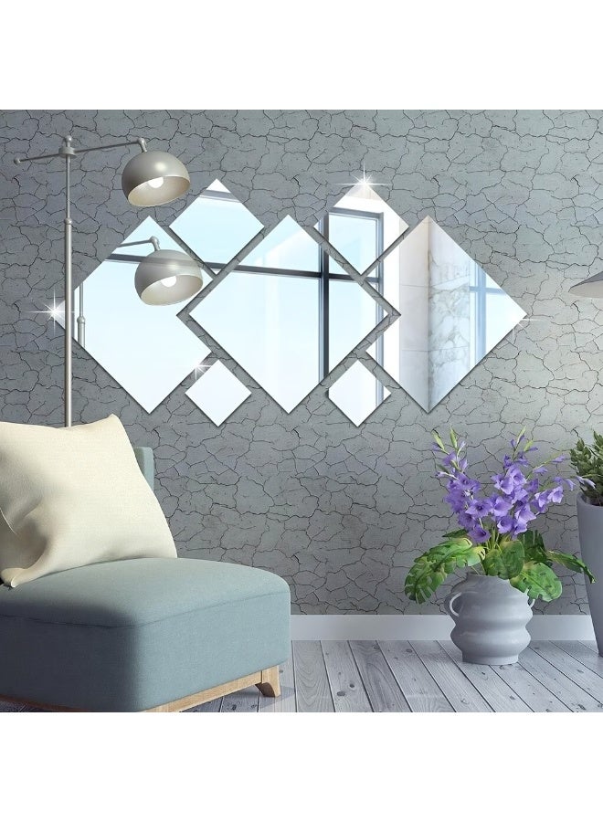 Goolsky مجموعة من 7 تركيبات نمطية مربعة من الأكريليك، ديكور حائط، ملصقات مرآة أكريليك رومانسية ذات قلب لاصق قابل للإزالة، ملصقات زخرفية لغرفة المعيشة وغرفة النوم، سمك 1 مم - Image 2