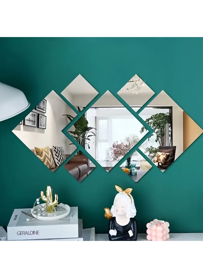 Goolsky مجموعة من 7 تركيبات نمطية مربعة من الأكريليك، ديكور حائط، ملصقات مرآة أكريليك رومانسية ذات قلب لاصق قابل للإزالة، ملصقات زخرفية لغرفة المعيشة وغرفة النوم، سمك 1 مم - Image 4