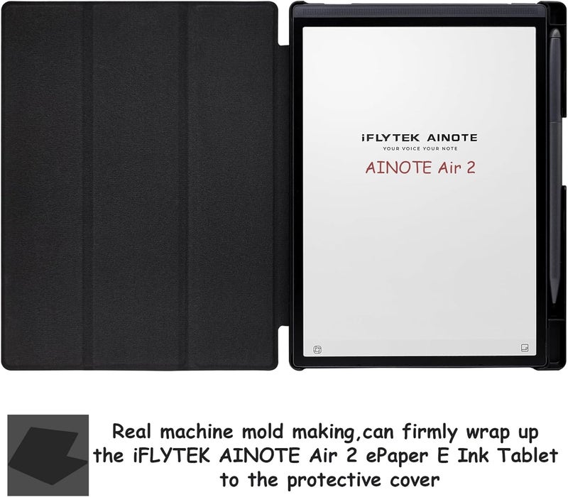 GOVTVA غلاف واقي ثلاثي الطيات ل��جهاز اللوحي iFLYTEK AINOTE Air 2 مقاس 8.2 بوصة، رقيق وخفيف الوزن للغاية مع حامل قلم مدمج وخاصية النوم/الاستيقاظ التلقائي للجهاز اللوحي AINOTE Air2 (بني) - Image 2